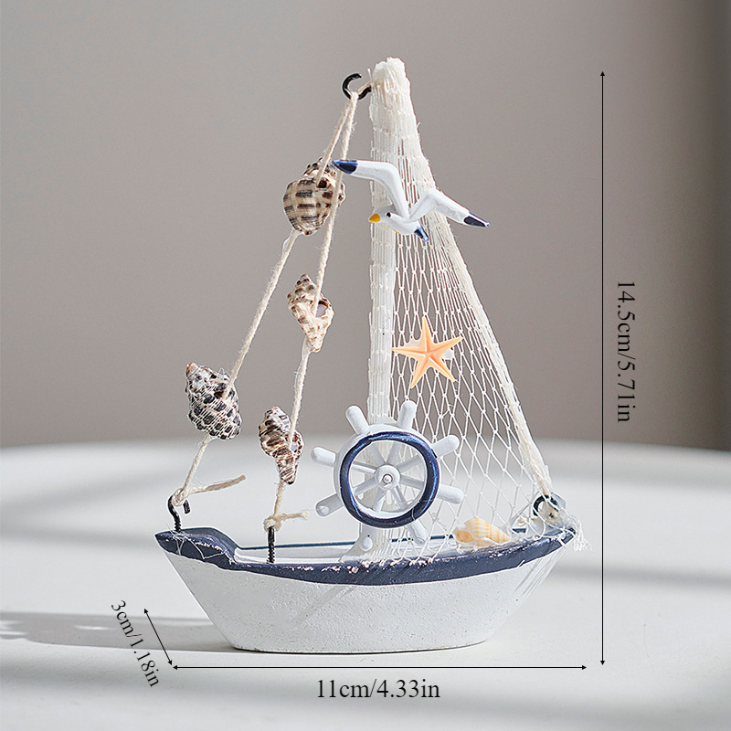 Mediterranean Sailboat Figurines Set