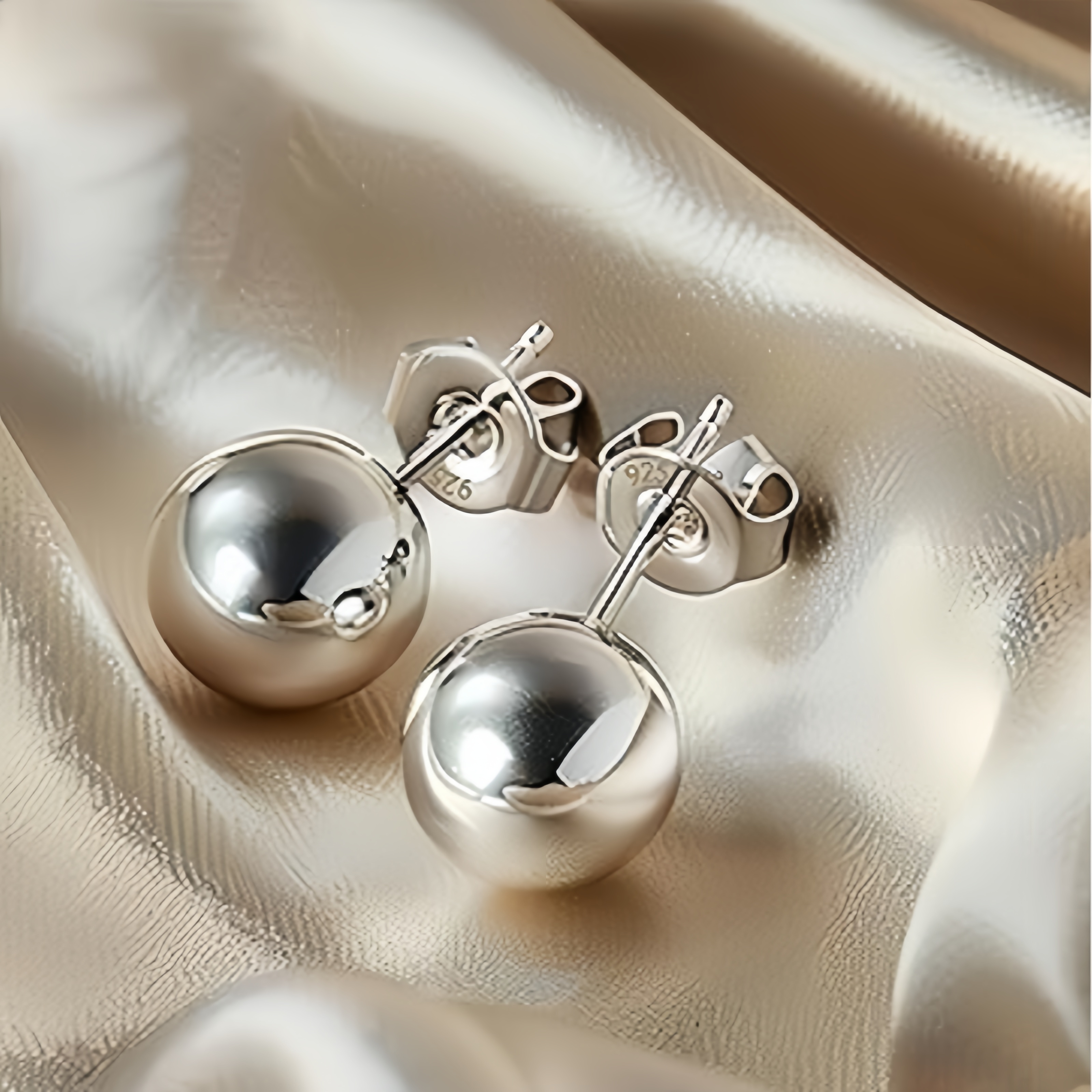 TEMU S925 Sterling Silver Stud Earrings Ear Piercing Jewelry Decoration Daily Wear10mm Jewelry For Women Gift