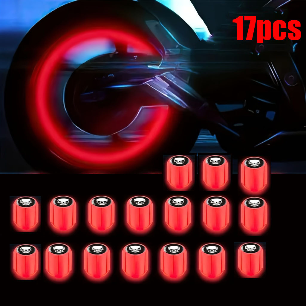 TEMU 17pcs Luminous Tire Valve Stem Caps, -the-dark Car Wheel Covers, Universal Fluorescent Dustproof Tyre Caps For Cars, Motorcycles, Trucks,