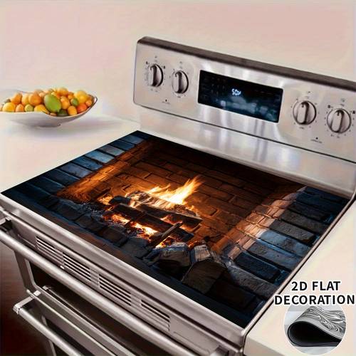 1 two dimensional flat design fireplace that provides on nights constructed from rubber resistant to heat and scratches featuring a non slip surface ideal for use in any kitchen on washing machines dryers