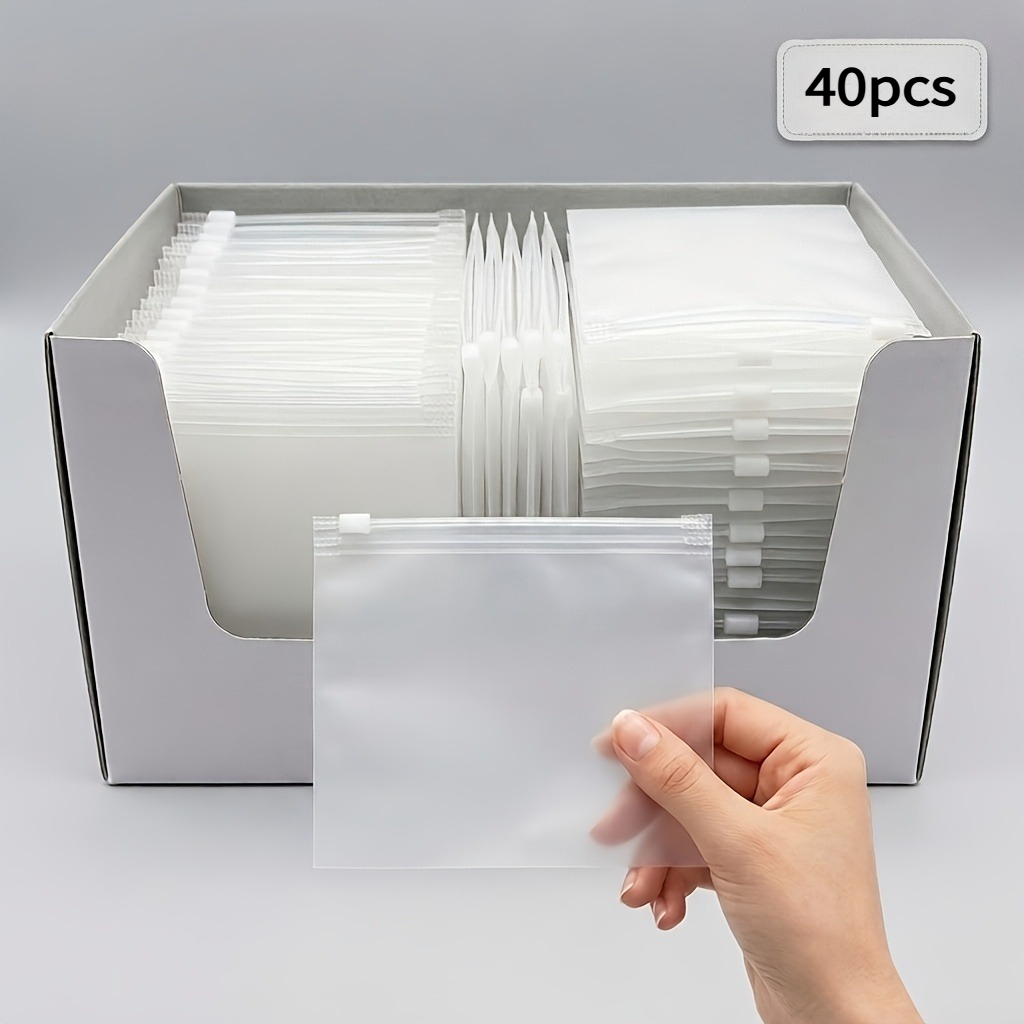 TEMU 40pcs Long Reusable 3.94 X 4.72 Inch Jewelry Pouches, Frosted Zipper Bags, Dust-proof Organizer Bags, Suitable For Various Small Items,