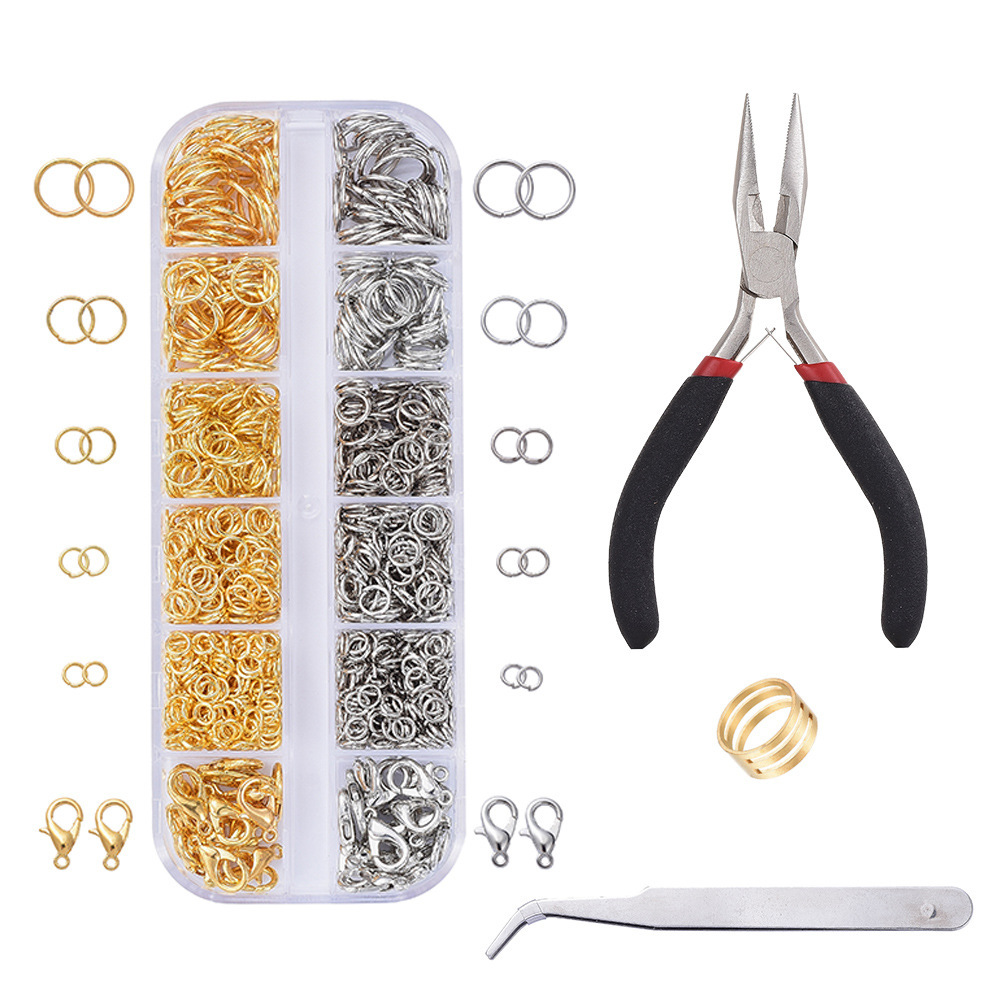 TEMU 1 Pair Of Pliers, 1 Pair Of Copper Rings, 1 Pair Of Stainless Steel Tweezers- A Accessory Set For Jewelry Making- Mixed Style Combination,