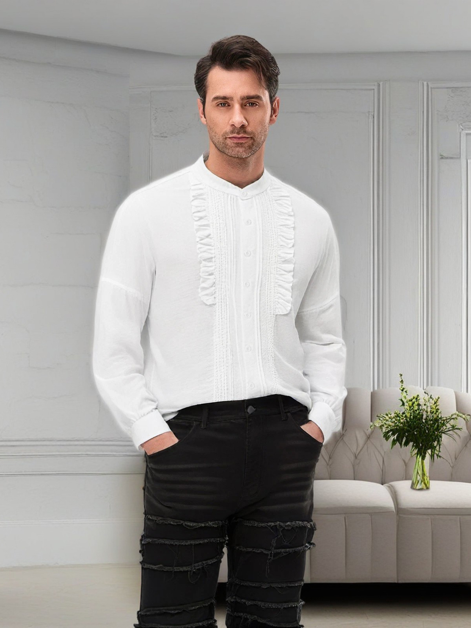 chinese dress ladies Amazon.com: INVACHI Men's Sexy Fishnet Button Down Shirts See Through Lace  Sheer Shirts Black X-Small : Clothing, Shoes & Jewelry main image 0