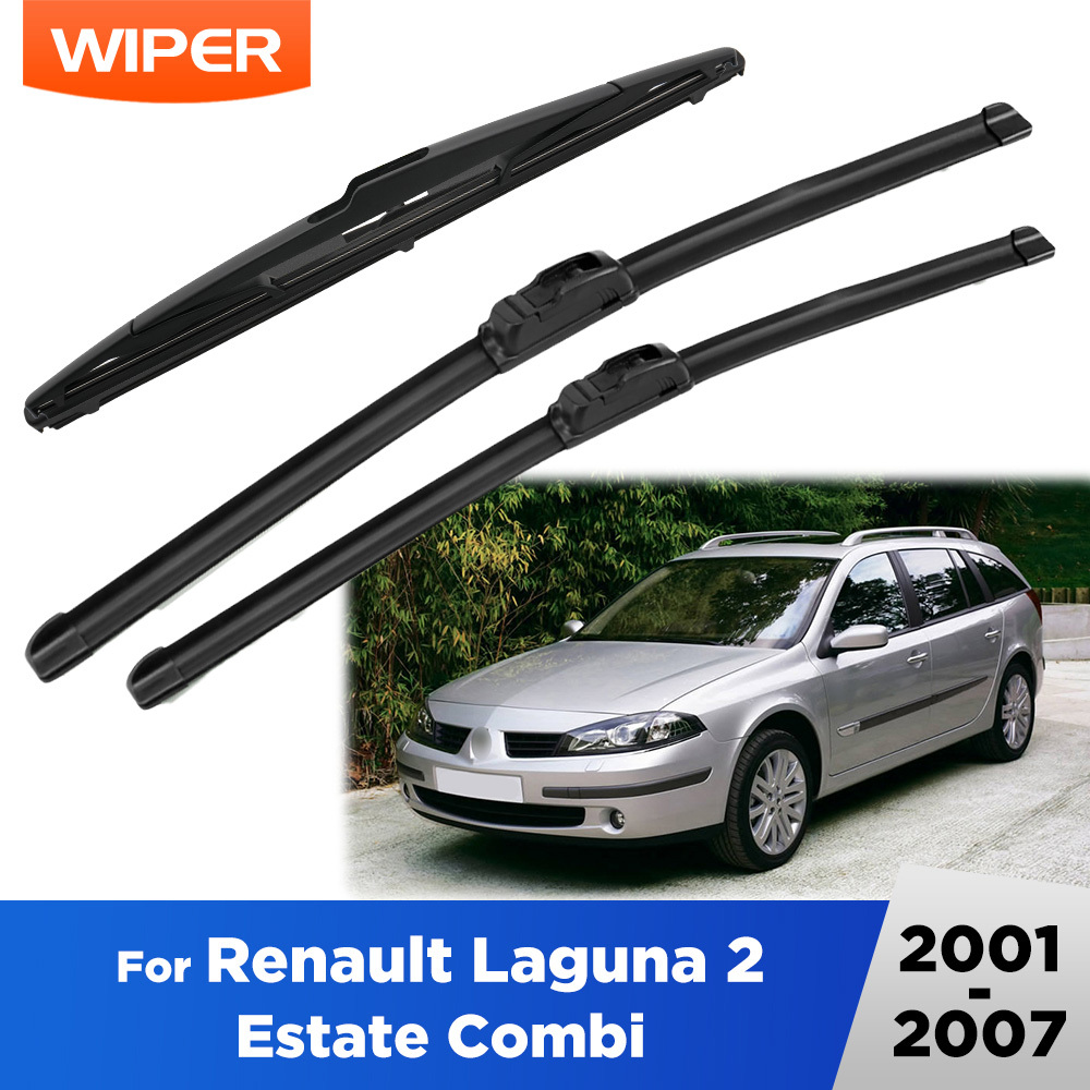 TEMU Ensemble d'essuie-glaces et arrière pour RENAULT 2 Break Combi de 2001 à 2007, mesurant 24", 20" et 14"