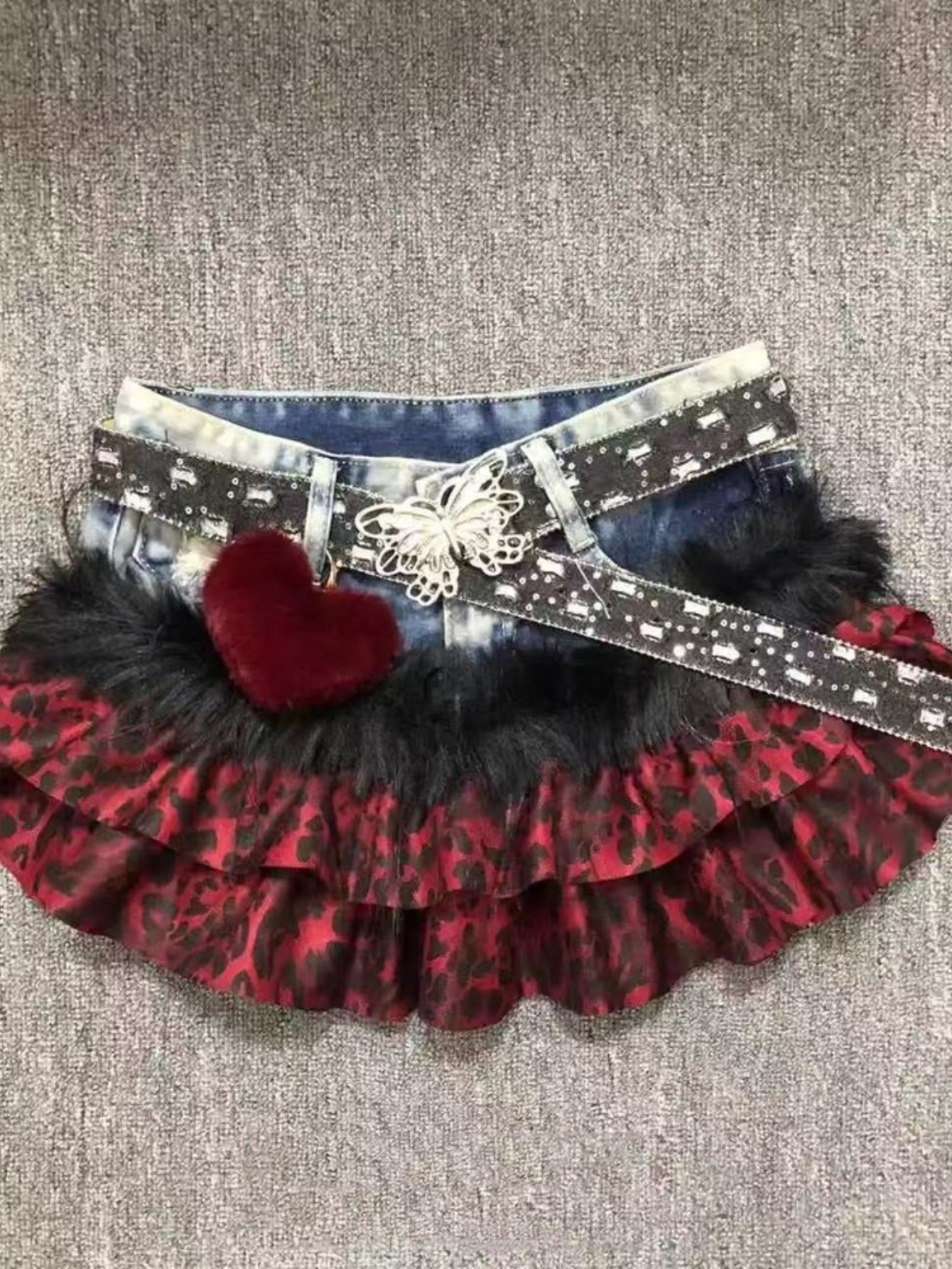 Leoprad Ruffle Patchwork Punk Y2K Mini Gitls Skirts
