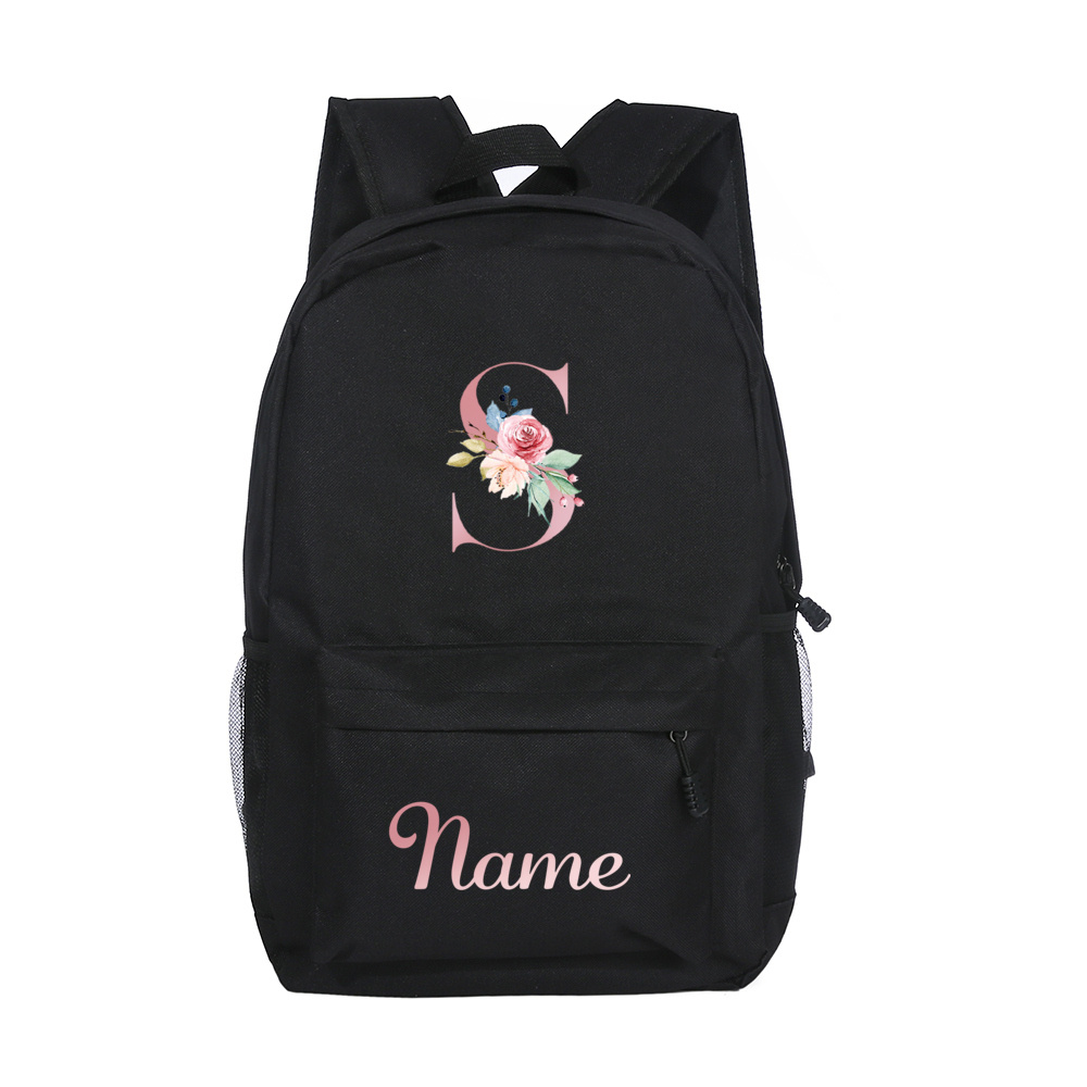 TEMU Personalized Initial/name Backpack Suitable For School, College & - Custom Letter "-n" & Name Print, Large Capacity Laptop Bag, Bookbag With