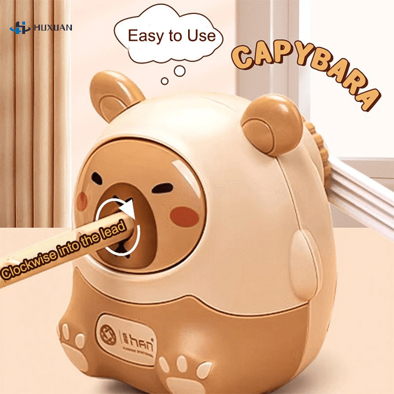 

1pc Capybara Kawaii Manual Pencil Sharpener, No Electricity Required, Plastic Construction, Desk Stationery Accessory For Office And School, Cute Animal Design, 80x80x100mm