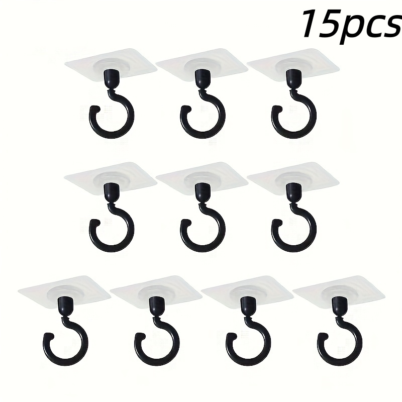 TEMU 15-pack Of 360-degree Rotating, No-drill, Self-adhesive Ceiling Hooks, Designed For Installation, Suitable For Hanging Lamps, Plants, Lanterns,