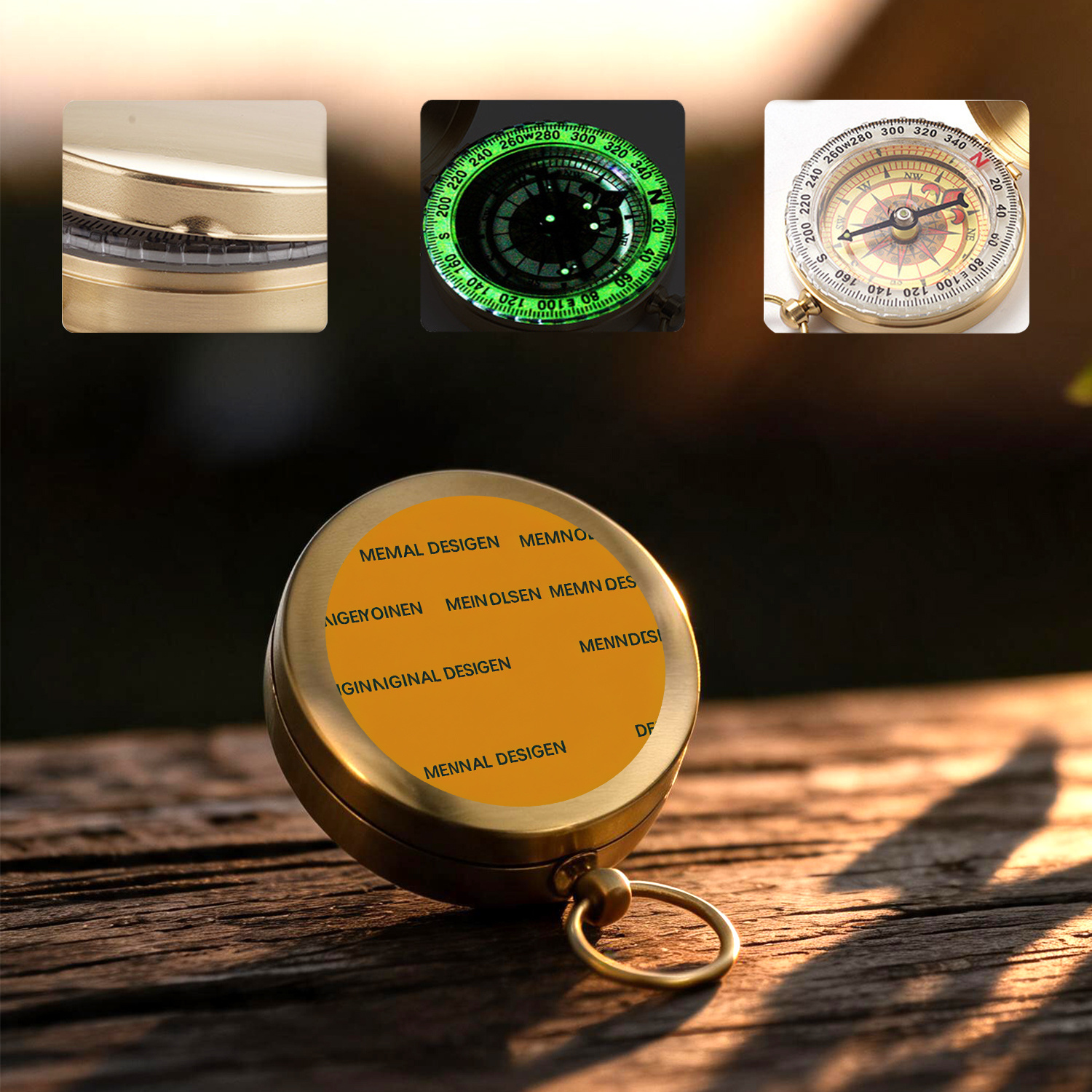 Vintage Pure Copper Design Inspired Pocket Compass with Key Ring