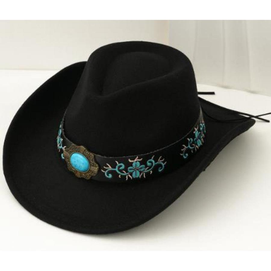 stylish western cowboy hat turquoise stone floral band - Temu display picture 1