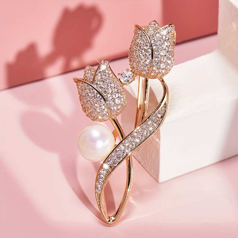 5Pcs Gorgeous Glitter Tulip Brooch Pins Fashion