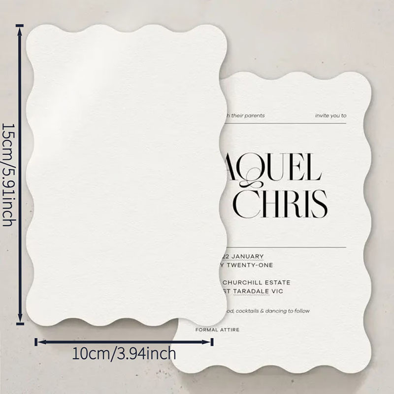 TEMU Customized Personalized Party Invitation, Wavy Creative Invitation Card, Elegant Wavy Shape Greeting Card Thank You Card, Custom Printing With