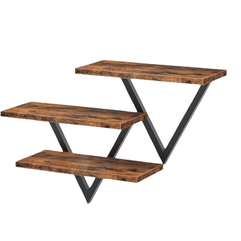 Floating Shelves, Set Of 2 Wall Shelves, 2-tier Hanging Shelves, Wall Shelf Set Of 2, Wall Mounted Shelves, For Living Room, Bedroom, Kitchen, Office, Study, Rustic Brown
