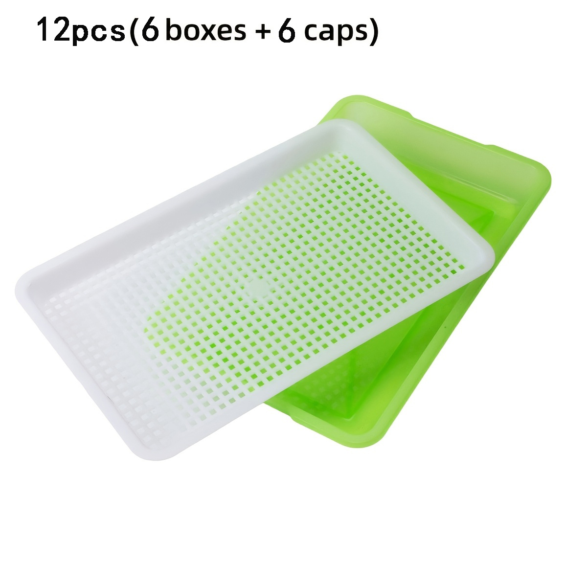 TEMU 12pcs (6 Boxes + 6 Lids) Set Of Double-layer Hydroponic Seed Plant Cultivation Tray | Hydroponic Soilless Planting System, With Drainage Holes,