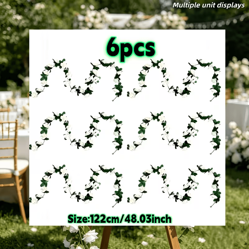 TEMU 6pcs, de roses blanches artificielles, Convient pour l'aménagement d' de mariage intérieur et extérieur, Décoration de balcon de clôture ,