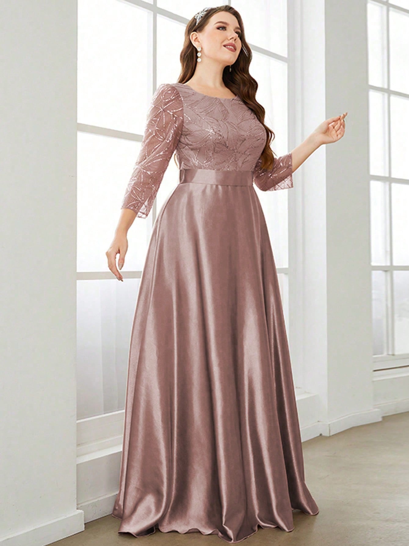 slim fit dress slacks La Femme Long Plus-Size Prom Dress with Side Pockets Blush / 24W