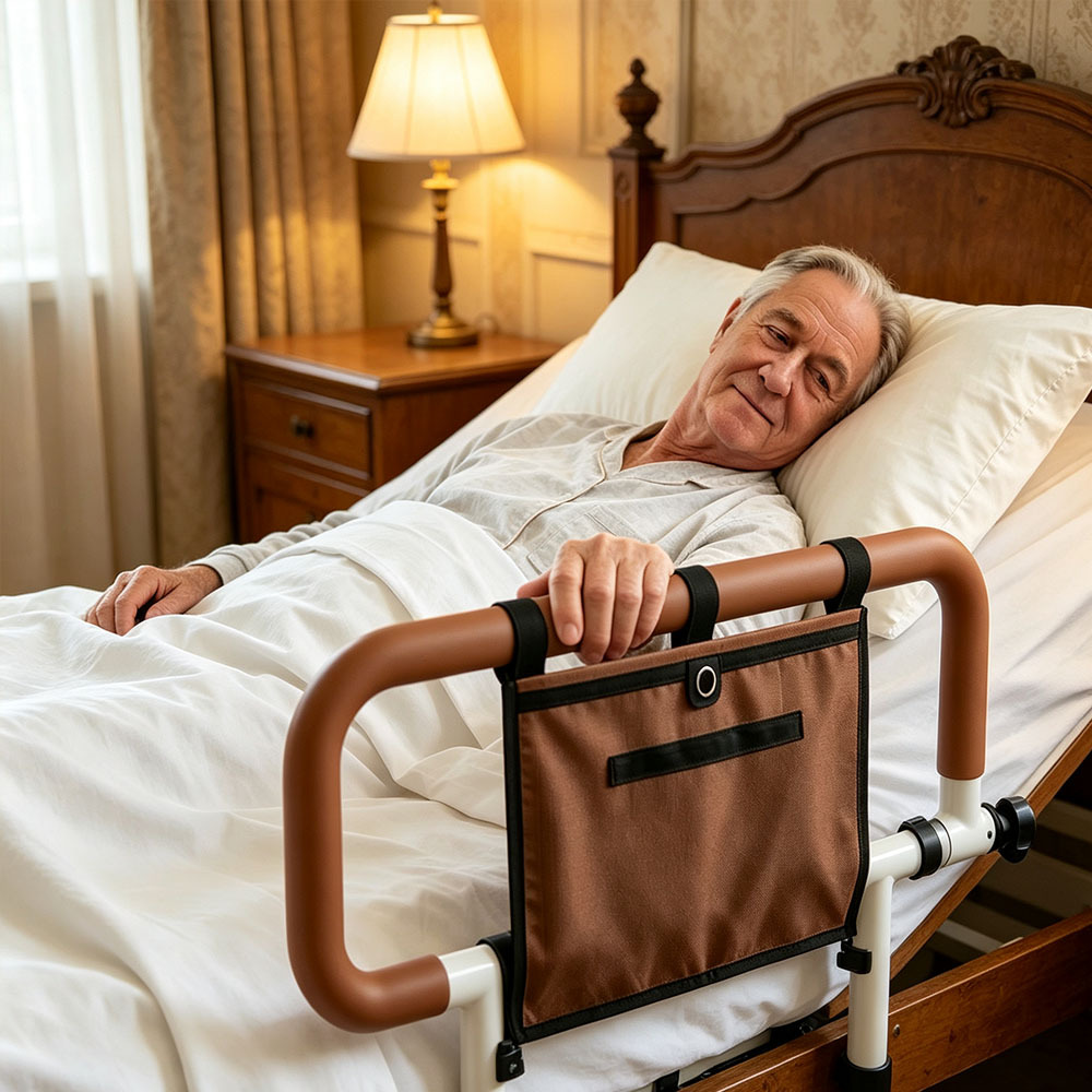 Bed Rail For Seniors With Handle Next To Bed, Fall-proof Armrest With 4.5m Strap, Foldable, Height And Width Adjustable With Storage Bag, For Seniors, Pregnant Women, And People With Disabilities