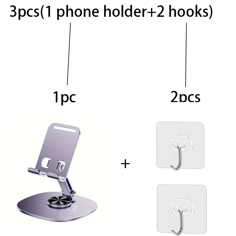 TEMU 3pcs(1 Phone )aluminum Alloy Phone Holder- 360 ° Rotating Desktop Stand, 2 Gear Adjustable Folding Design, Suitable For Office Desk And Bedside,