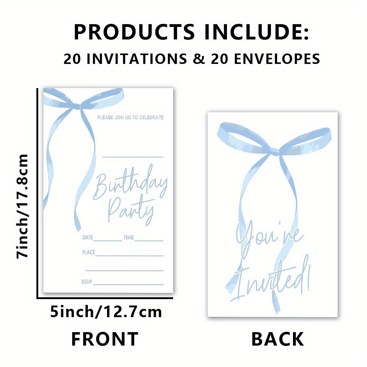 TEMU 20pcs, Birthday Invitations, 20pcs Birthday Invitation Cards With Envelopes, Birthday Invitations Cards, Double-sided Fill In Invites, Birthday