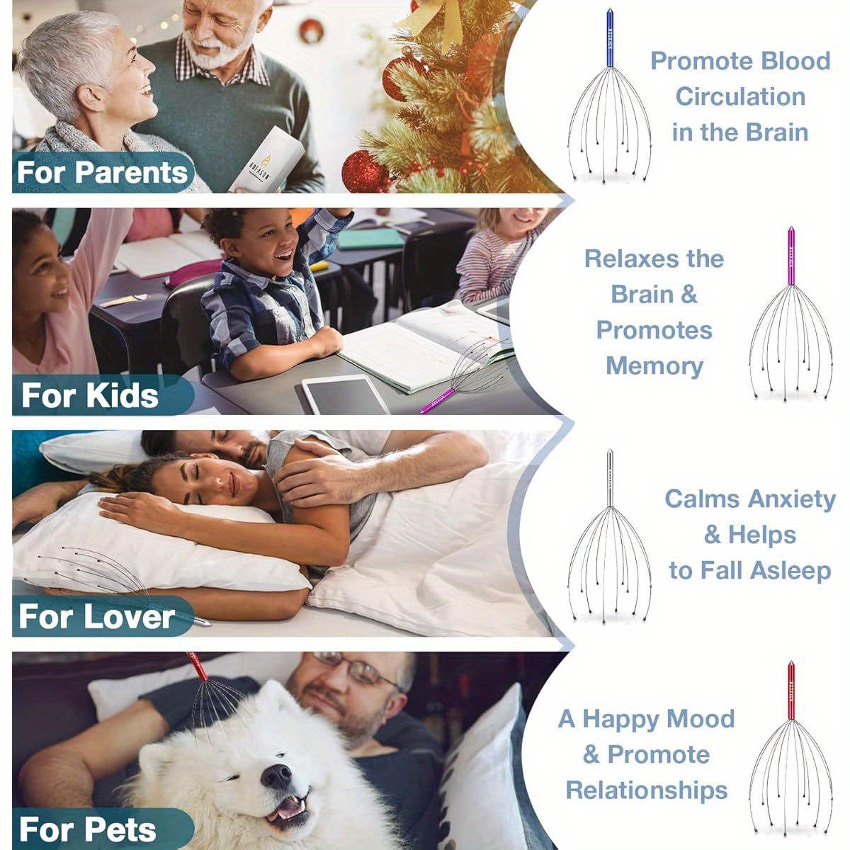 mothers day birthday gifts for mom christmas stocking stuffers for adults 4pcs scalp massager hair growth head scratcher white elephant gifts for adults bulk party game adult prizes Product details 5