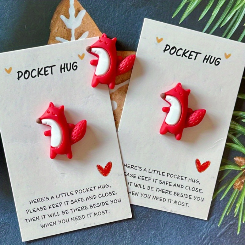 

3d Fox Pocket Hug Card - Christmas, Birthdays, Weddings & More | Unique Resin Animal Greeting With Encouragement | & Teens