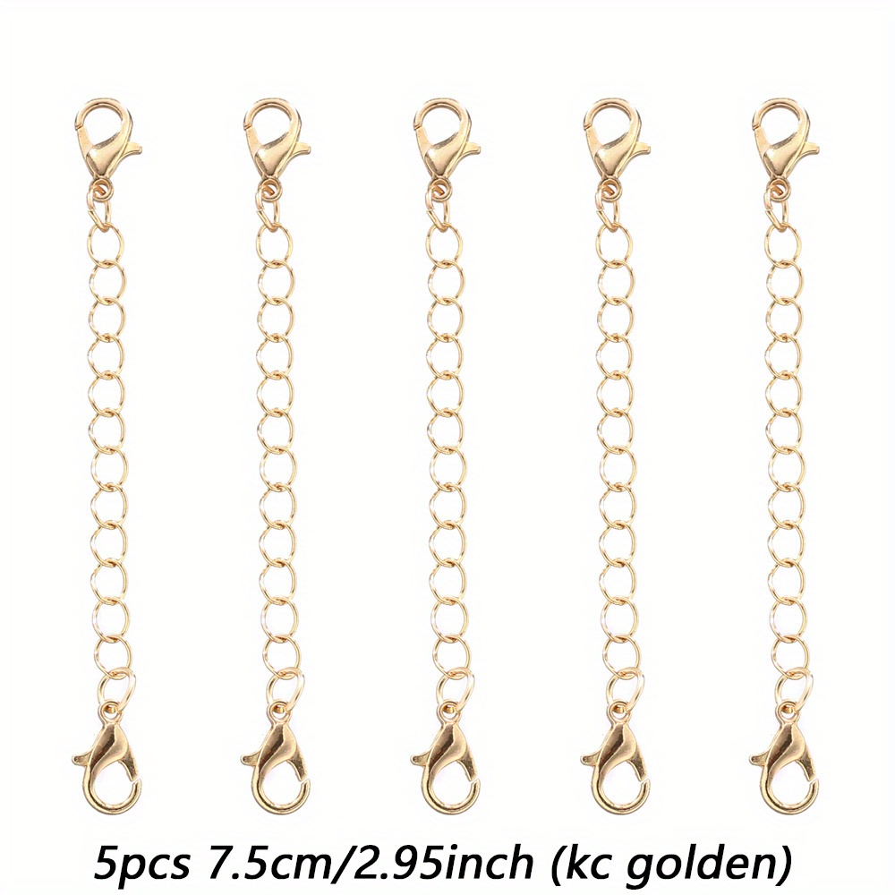 TEMU 5 Stk. 5/7,5/10/13/15 cm Metall-Verlängerungskette mit Karabinerverschluss-Verbinder für Halsketten-Armband-Verlängerung