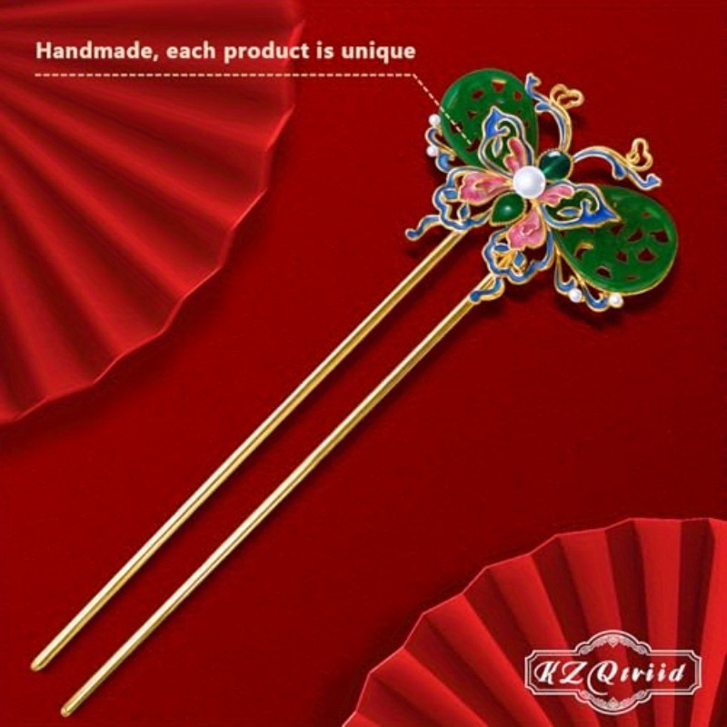 hair accessories 14k gold plated copper vintage handcrafted colour   jade   ushape hair stick and hairclip. hair chopsticks for women, hair styling tools, bridal hairpieces, elegant hair clip, decorative hairpiece, handcrafted jewelry, durable hairpiece, hairpin set, enamel hair accessory,   essentials, sturdy  , vintage u-shaped design, elegant haired for everyday, party and salon use. Product details 3