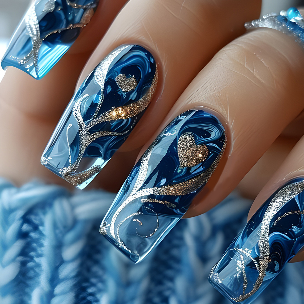48 spicy   love nail   golden pattern water pipe   wearing   detachable womens holiday gift suitable for daily or special occasions wearing nail set jelly   and nail rubbing