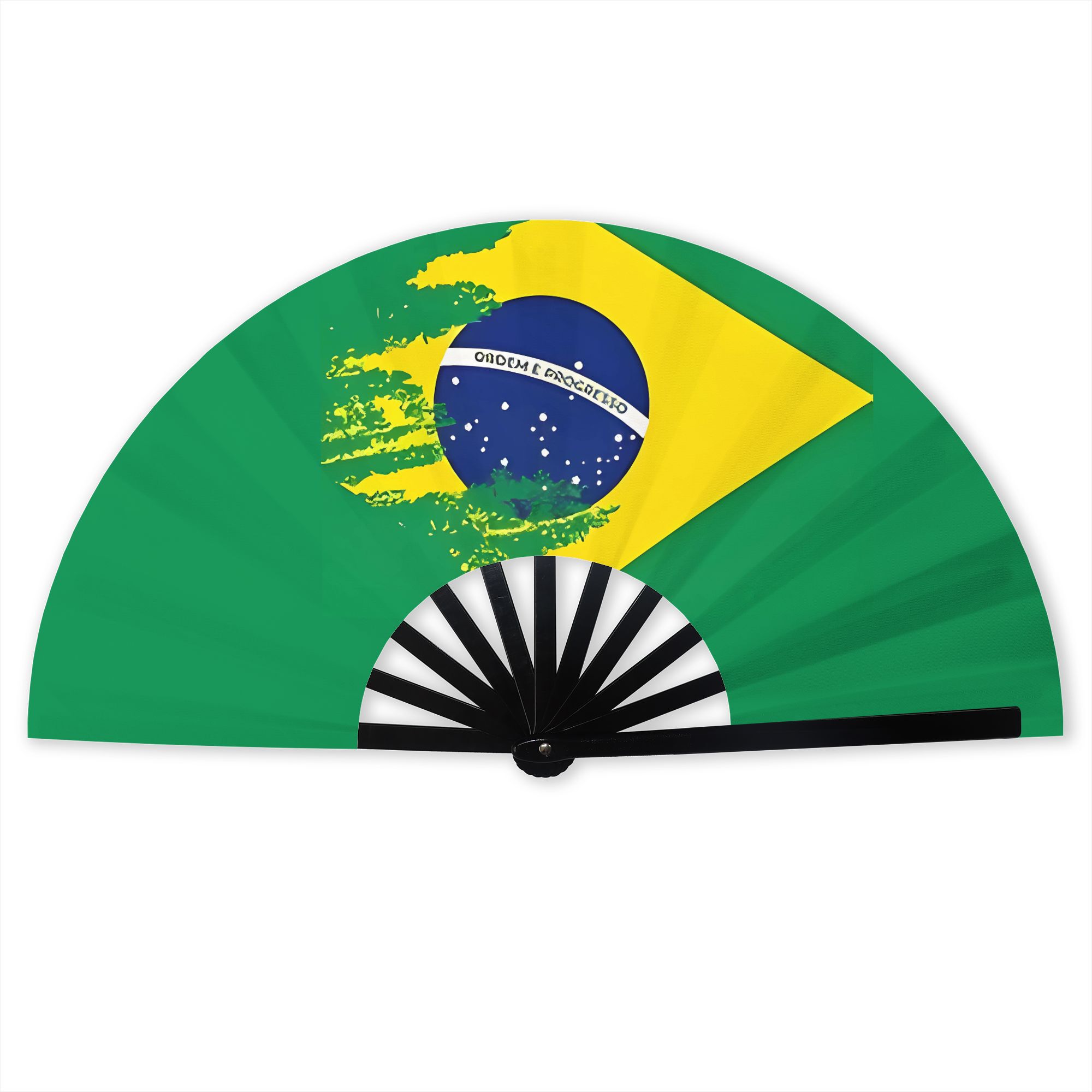 TEMU 2d Print Design Brazil Foldable Hand Fan Unisex Outdoor Events, Without Battery