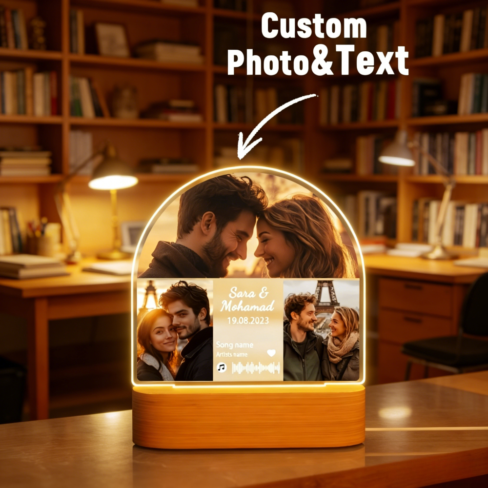 Custom Arch Decor Plaque Night Light with Photos and Soundwave