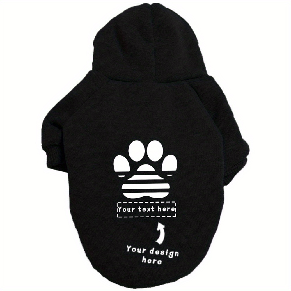 TEMU Custom Name Paw Print Cat/dog, Warm And Comfortable, Winter, Large Size Hooded Sweatshirt Large Dog Top