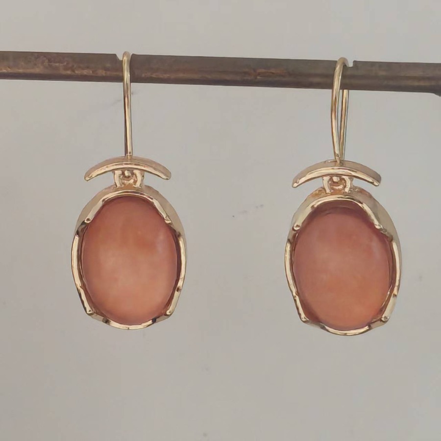TEMU 2pcs Aretes Vintage Aretes Piedra de Luna Aretes Geométricos Aretes Oválidos Aretes de Mujer Aretes Dorados Aretes Coloridos Joyería para Mujer