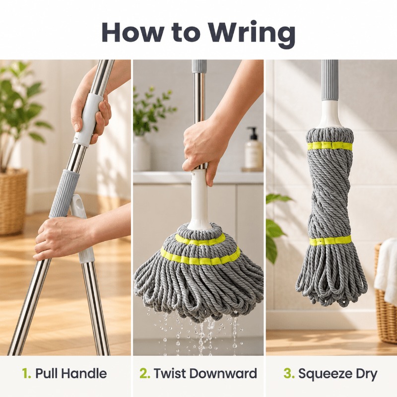 3pcs Set [Hand-Free Rotating Microfiber Mop X1 And Hook X2] with... product image 6