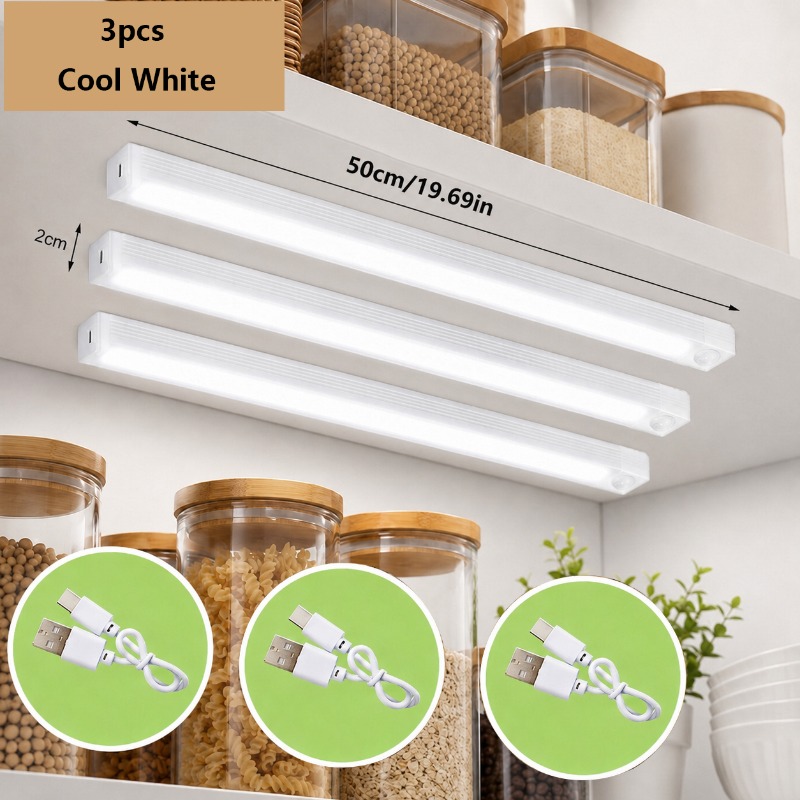 3pcs Smart Motion Sensor LED Under Cabinet Light Set