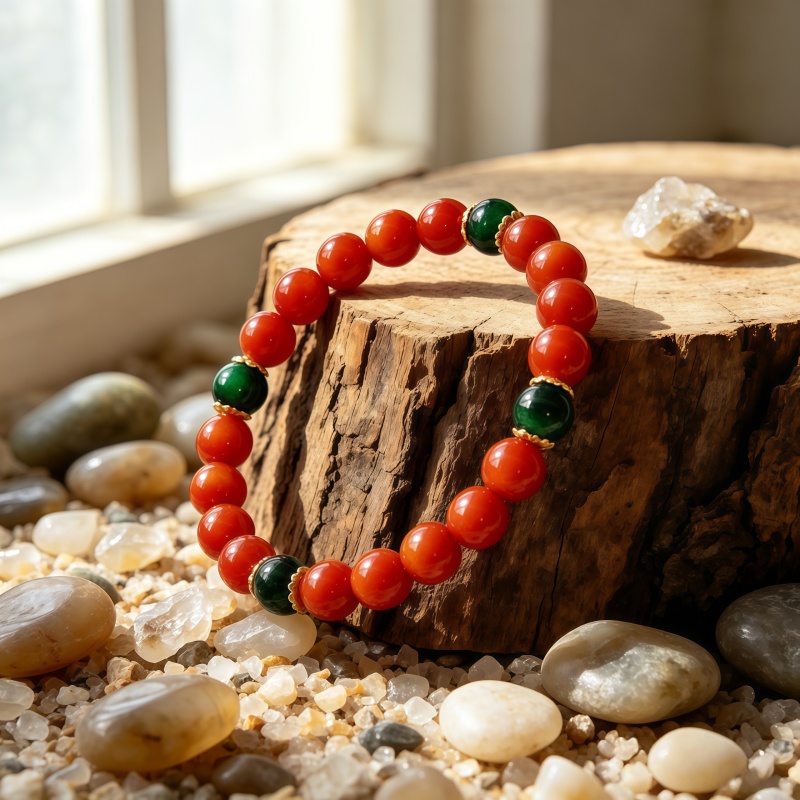 Natural Stone Beaded Bracelet, Handcrafted