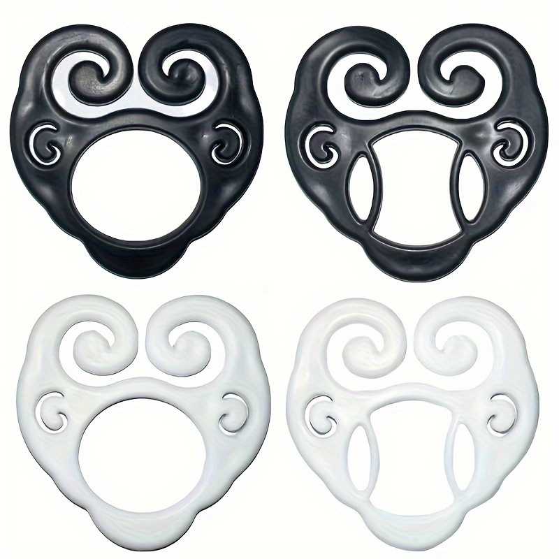 TEMU 4pcs Heart-shaped Plastic Belt Clips - Minimalist Spiral Design Adjustable Waist Holders For Women’s T-shirts & Dresses, Black & White,