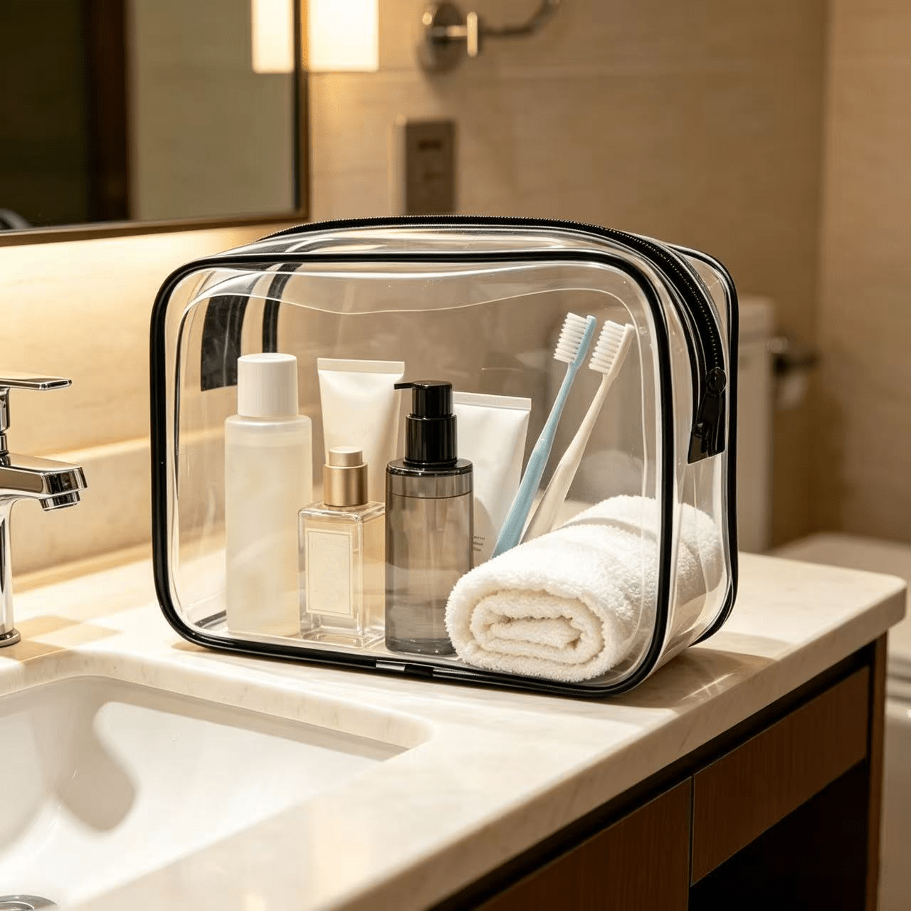 TEMU Trendy Theme Borsa da Toilette in PVC, Porta Trucchi Portatile Adatta per Palestra, Spiaggia e Pendolarismo , Resistente da Pulire, da Viaggio,