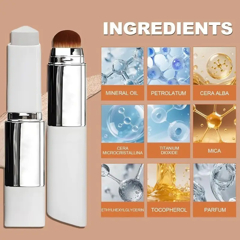 blanc cover cream stick 0 46oz ivory natural beige 2 in 1 color changing foundation stick moisturizing and concealing base makeup double ended with built in brush portable for everyday use quick touchup smooth Product details 8