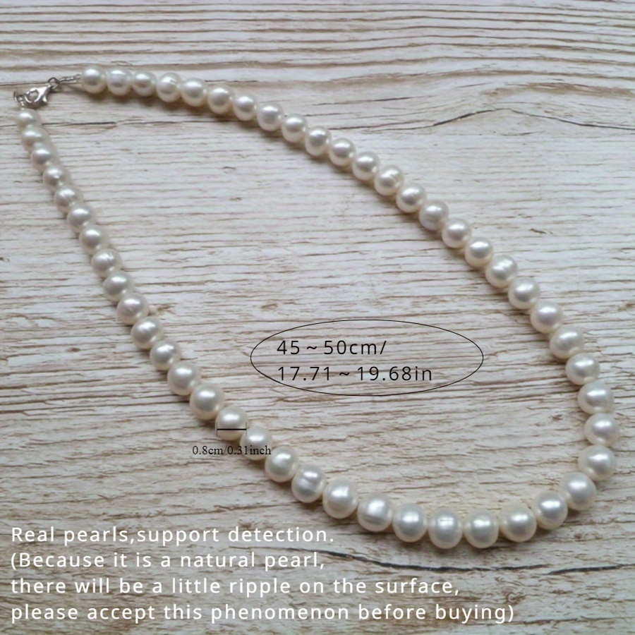 TEMU Classic Large Ivory Freshwater Pearls Necklace - Unisex For Men And Women, Jewelry For Formal And Casual Wear