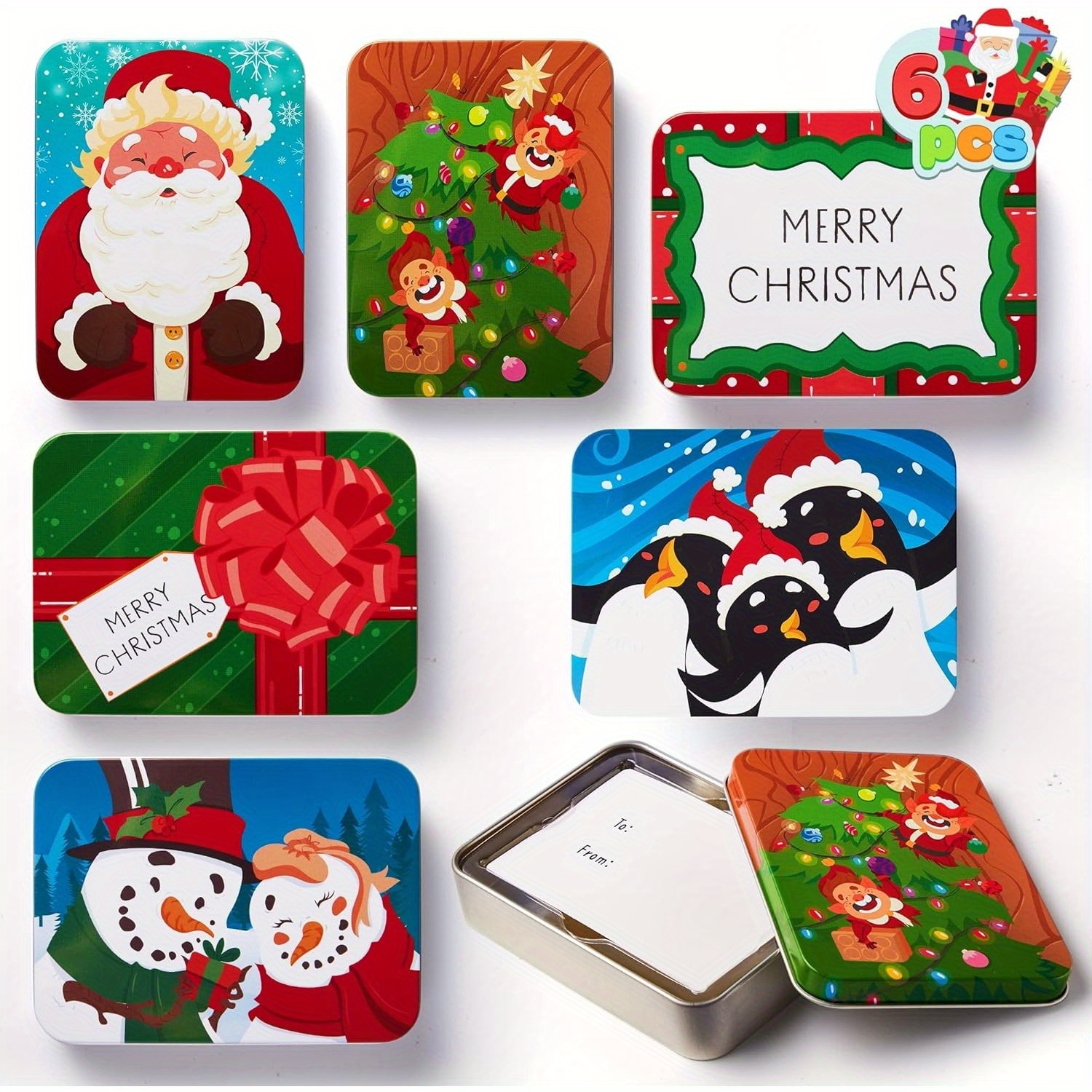 TEMU Gift For Her/him Syncfun 6pcs Gift Card Holder Boxes For Christmas, Measuring 4.33" X 2.6" X 0.6", Featuring 6 Different Designs Of Christmas