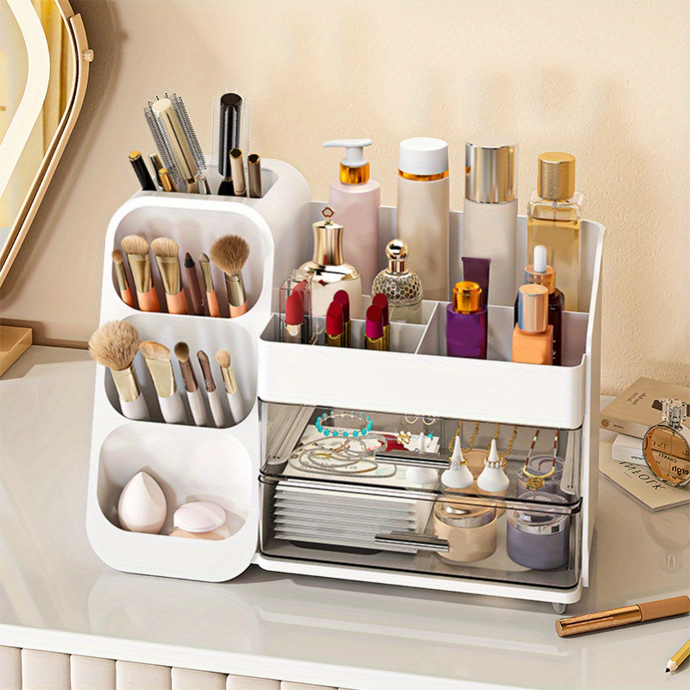 plastic desktop organizer makeup organizer box with drawers makeup storage box dustproof cosmetic display case for lipstick makeup brush Product details 4
