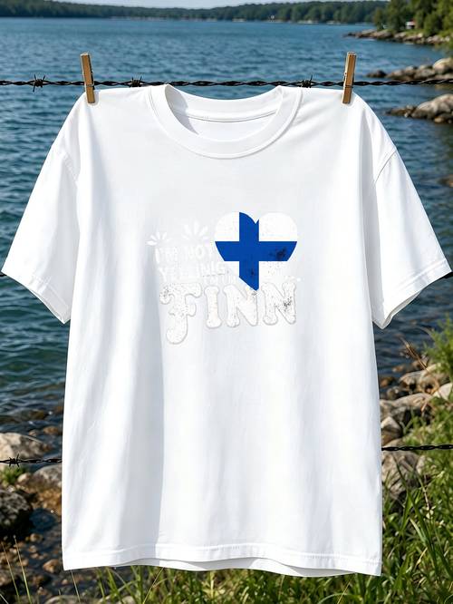 im not yelling im finn t shirt casual crew neck polyester graphic tee lightweight soft summer breathable short sleeve top funny quote gift for finland