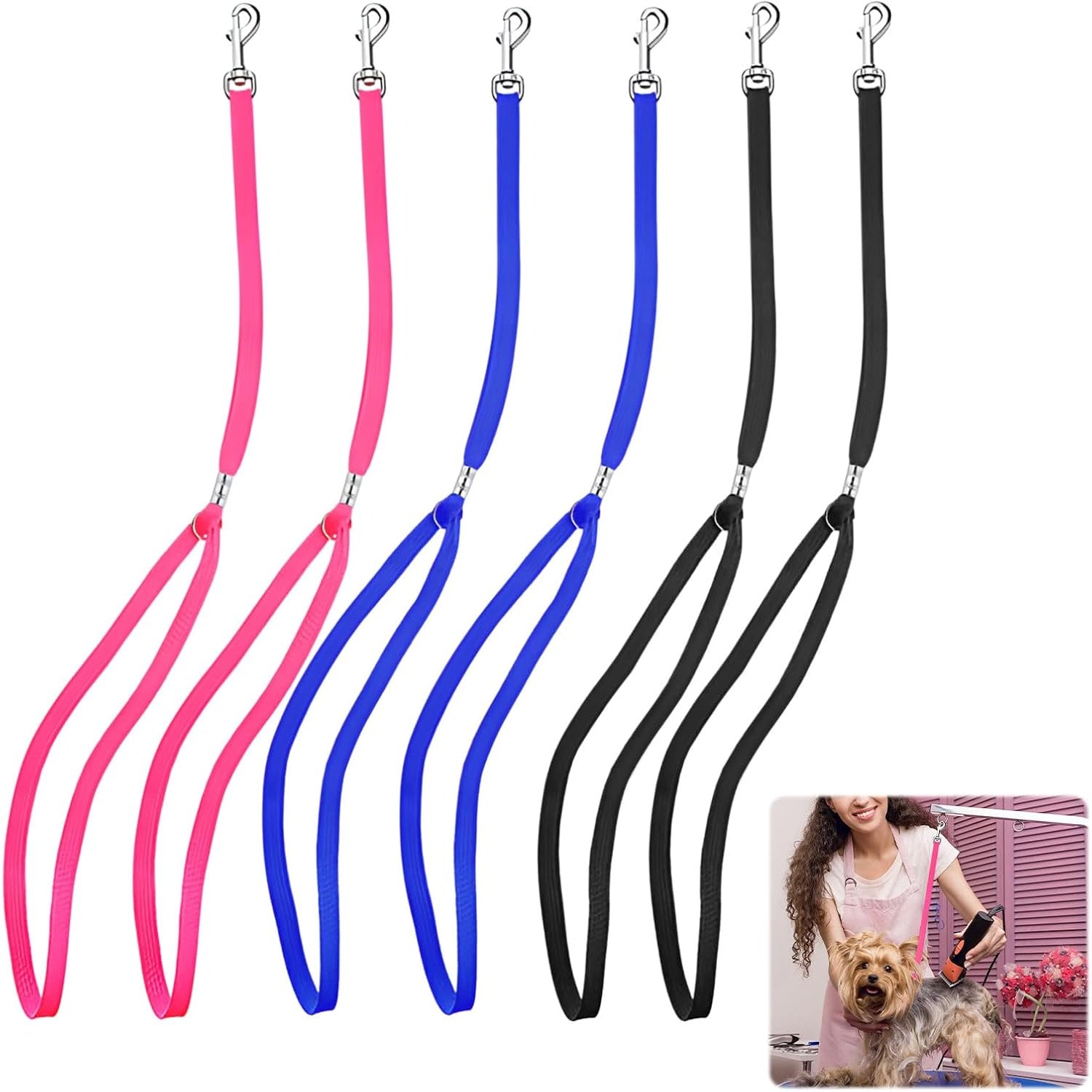 TEMU 6pcs Nylon Pet Grooming Restraint Straps, Anti-escape Harness For Grooming Tables And Bath Tubs, Dog Bathing And Outdoor Leash