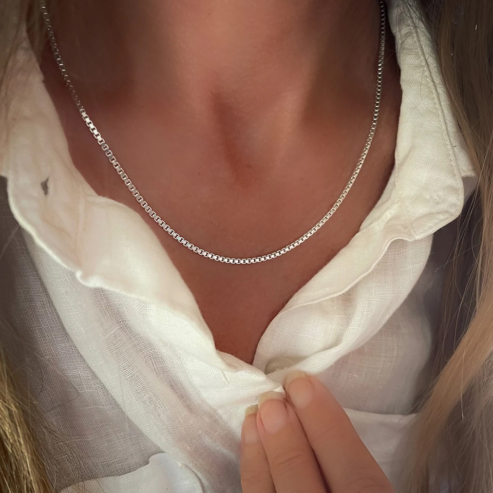 Adjustable Stainless Steel Box Chain Necklace