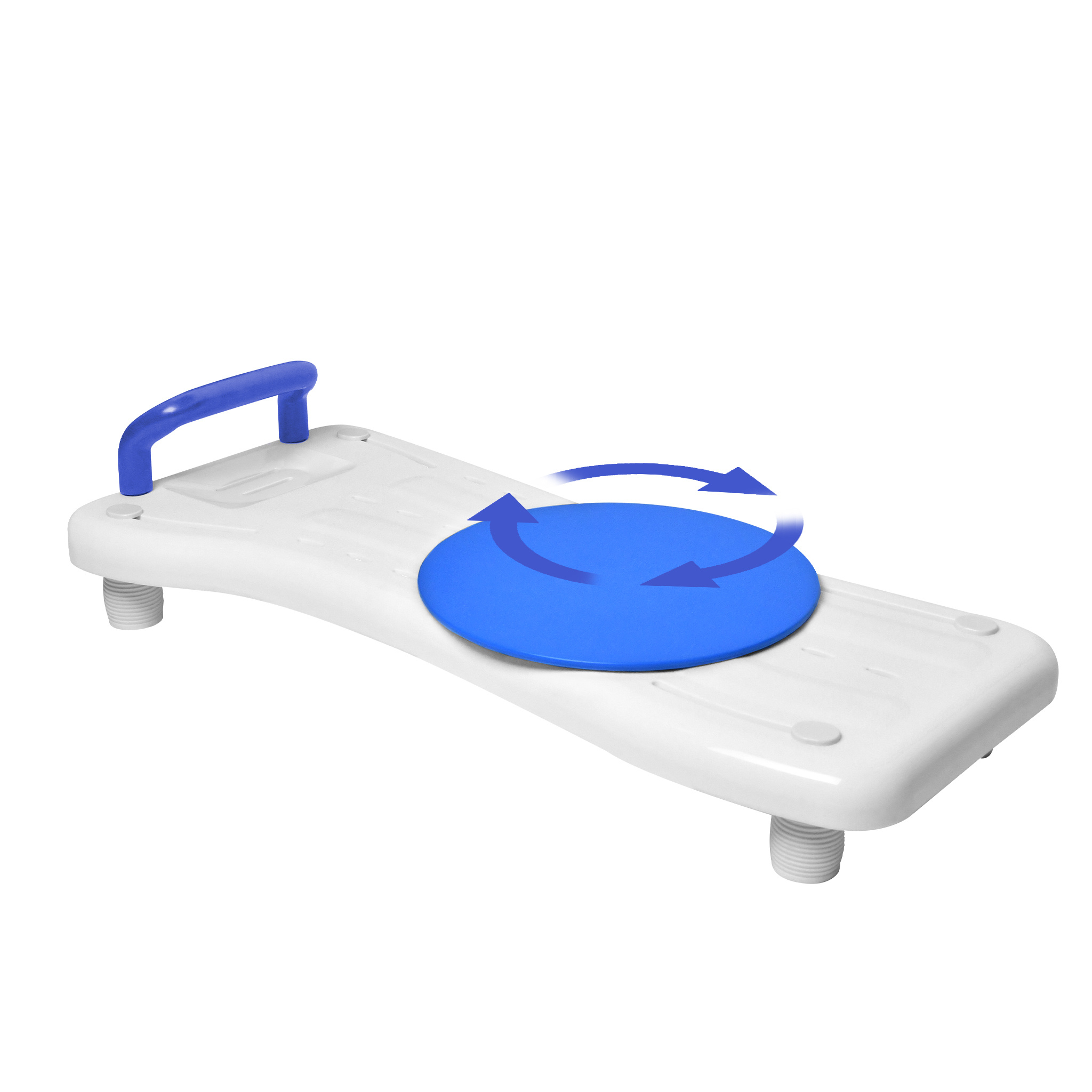 75cm Long Bathtub Board, Bathtub Seat For Adults And Seniors, Bathtub Seat Board With Soap Dish, Turntable And Handle, Chair For Bathroom, Blue Handle