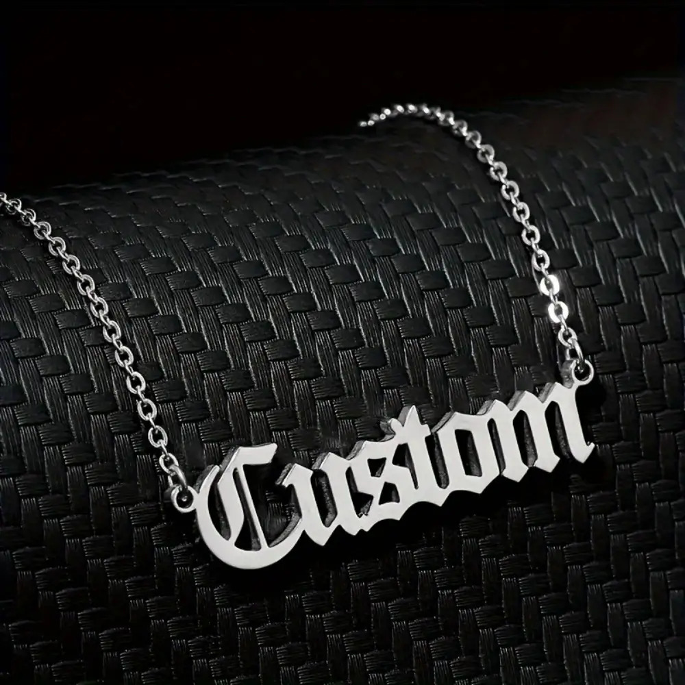 TEMU Personalized Name Necklace - 18k Golden Plated Golden-plated Vintage Style Self- Cursive Letter Pendant, Elegant Jewelry Gift For Women, Durable