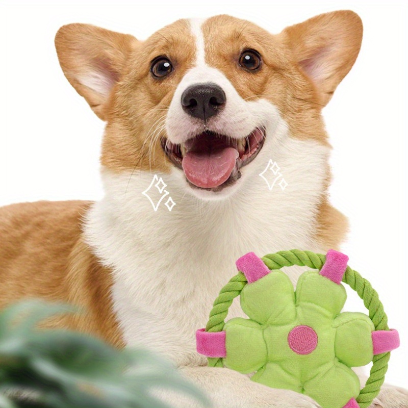 Durable Anti-Choking Dog Chew Squeaky Toy, Soft Rope Loop Design for Interactive Play, Ideal for Fetching Tug-of-War and Dental Exercise, Suitable for Puppies and Adult Dogs, Multiple Colors Available