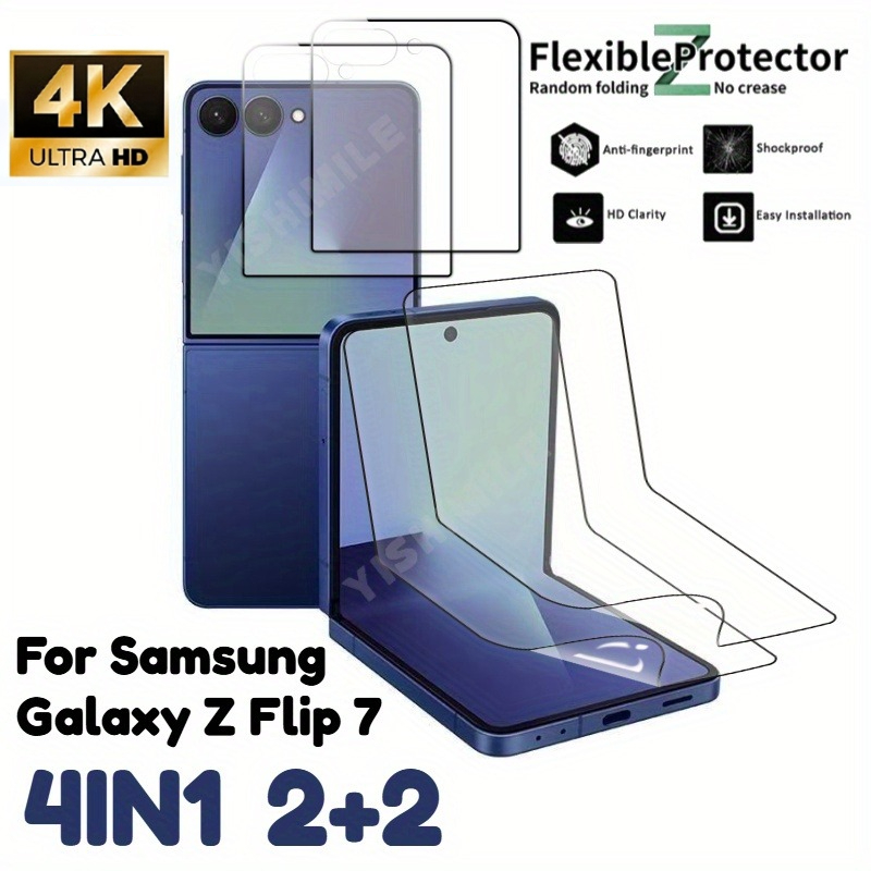 TEMU 2 2 Set For For Galaxy Z Z Flip 6 Z Flip 5, Includes 4-in-1 Protective Case With 2 Soft Tpu Films And 2 Tempered Glass Screen Protectors â ,