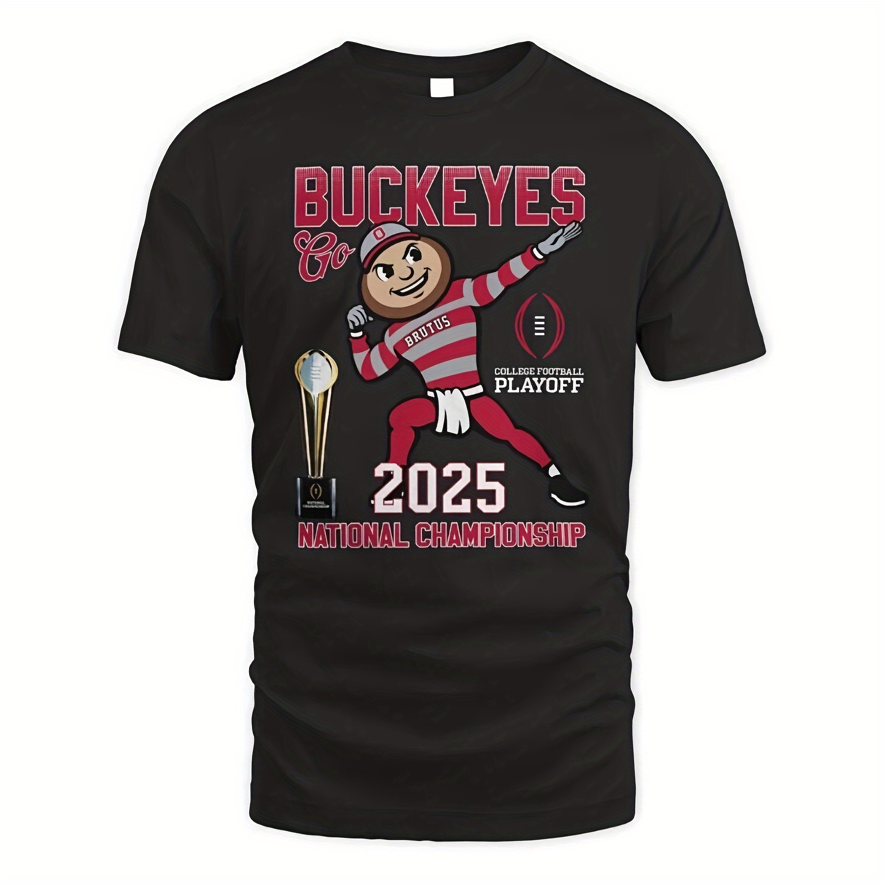 

Ohio State 2025 Champions T-shirt - Crew Neck Tee With Cartoon Player & , Sizes S-3xl, Machine Washable, Sporty Apparel, Sports T Shirt