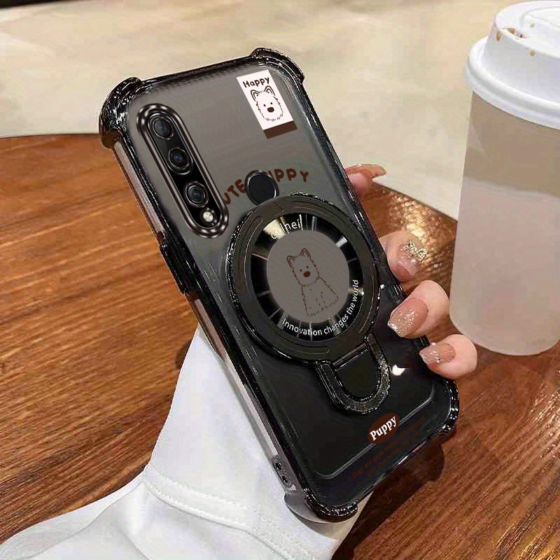TEMU Phone Case: Transparent Plating Magnetic Cartoon Phone Holder Case On For Huawei P30 Lite P30lite Anti-knock Shockproof Back